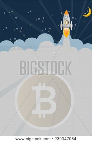 Rocket And Bitcoin Digital Money Business Concept
