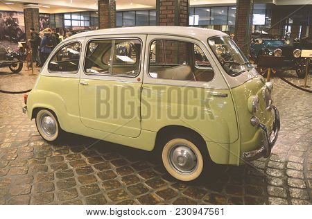 Moscow, Russia - January 6, 2018: Vadim Zadorozhny Technology Museum, Car Fiat 600
