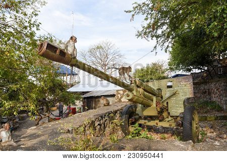 Old Artillery Piece Of The Red Khmer On Cambodia