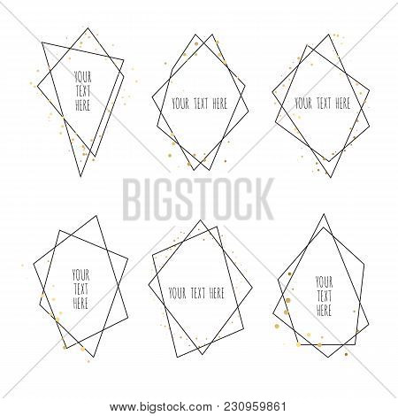 Set Of Geometrical Polyhedron, Frame Border With Copy Space