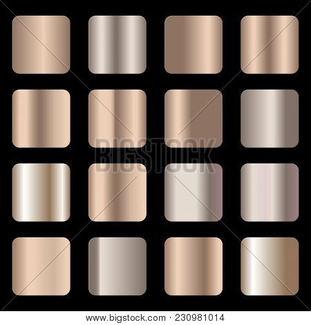 Set Of Bronze Foil Texture Gradation. Vector
