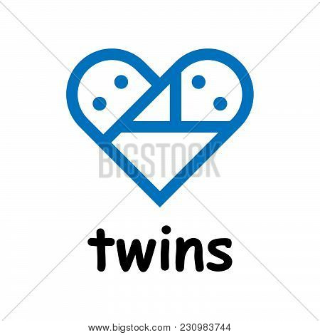 Twins Icon. Newborn Twins In The Form Of Heart. Vector Illustration.