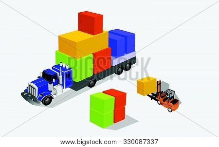 Logistics And Transportation Of Containers By Truck  With Arrow  Direction Logistic Import Export An