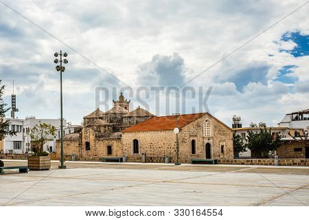 Agia Paraskevi Old Stone With Domes And Bell Tower Byzantine Church On The Central Square Of  Gerosk
