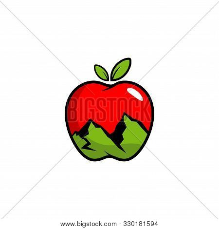 Apple Mountain Landscape Logo Template Vector Element