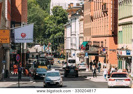 Oslo, Norway - June 24, 2019: Traffic On Kristian Ivs Gate Street In Oslo.