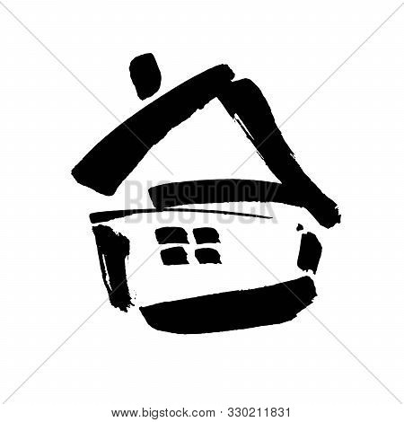 Home Sweet Home Postcard. Icon Vector Home. Ink Illustration. Logo Sign Design. Modern Brush Calligr