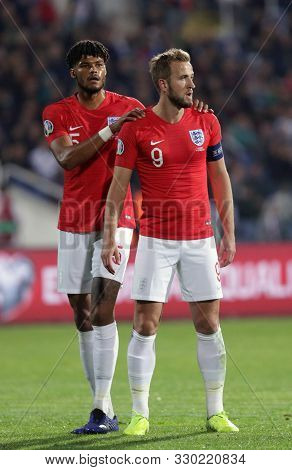Sofia, Bulgaria - 14 October 2019: Harry Kane (r) And Tyrone Mings Are Seen In Action During Bulgari