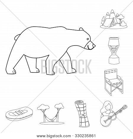 Vector Illustration Of Hobby And Travel Logo. Collection Of Hobby And Tourism Vector Icon For Stock.