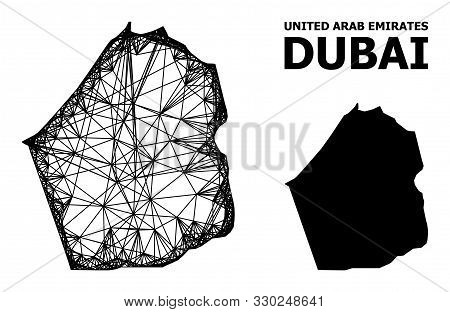 Net Vector Map Of Dubai Emirate. Linear Frame Flat Mesh In Eps Vector Format, Geographic Model For P