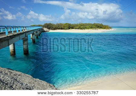 Mouli Bridge Between Ouvea And Mouli Islands, Loyalty Islands Archipelago, New Caledonia.