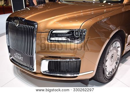 Geneva, Switzerland - March 05, 2019: Aurus Senat - Geneva International Motor Show 2019