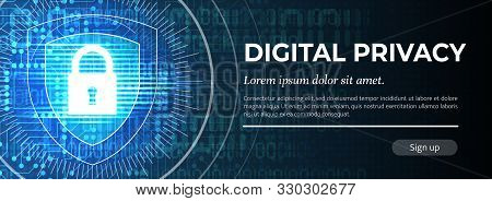 Digital Privacy. The Blue Digital Background. Vector.