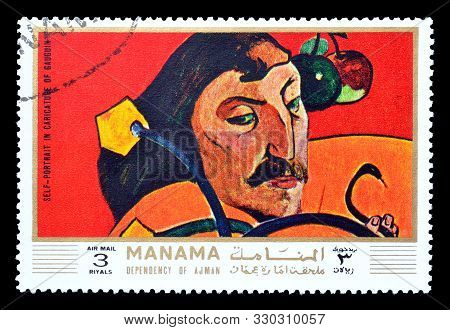 Cancelled Postage Stamp Printed By Manama, That Shows Painting Self Portrait By Gauguin, Circa 1971.
