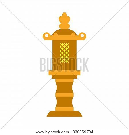 Japanese Lantern Toro Isolated On White Background. Traditional Lighting Equipment Of Japan Made Of 