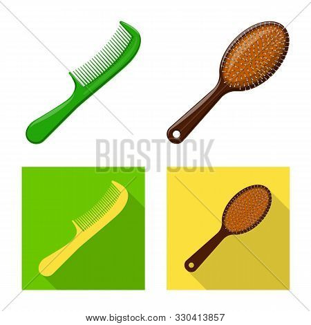 Vector Design Of Brush And Hair Logo. Set Of Brush And Hairbrush Stock Vector Illustration.