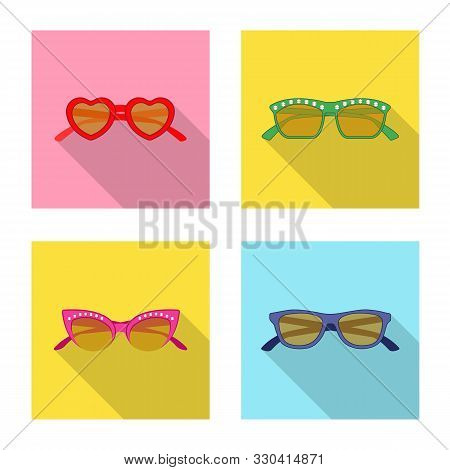 Vector Illustration Of Glasses And Sunglasses Icon. Set Of Glasses And Accessory Vector Icon For Sto