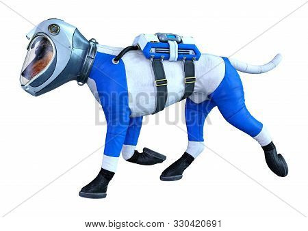 3D Rendering Astronaut Dog On White