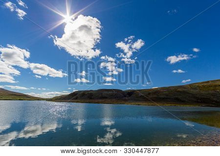 Lake Rondvatnet In Rondane National Park In Norway On Sunny Day