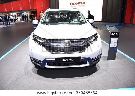 Geneva, Switzerland - March 05, 2019: Honda Cr-v Hybrid - Geneva International Motor Show 2019