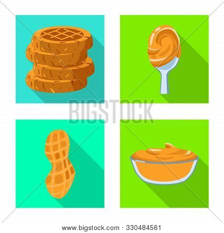 Vector Design Of Natural And Seed Sign. Set Of Natural And Groundnut Vector Icon For Stock.