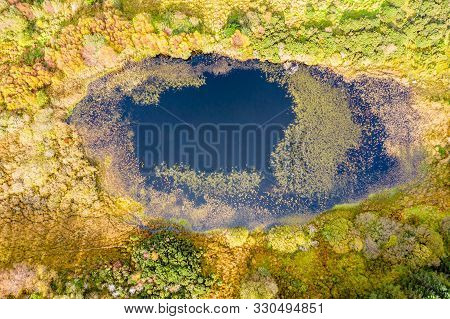 Aerial Of Lake In A Peatbog By Clooney, Portnoo - County Donegal, Ireland