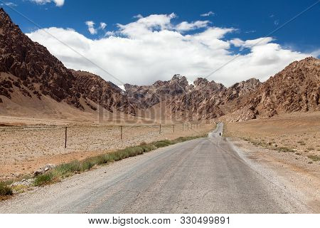 Pamir Highway Or Pamirskij Trakt. Landscape Around Pamir Highway M41 International Road, Mountains I
