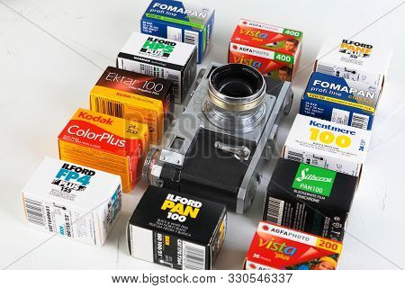 The Old And Rare Soviet Rangefinder Camera Contax-2, Kiev-2, Released 1955 With Packings Photographi