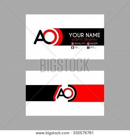Simple Business Card With Initial Letter Ao Rounded Edges. Oa Logo Can Be Used For Marketing, Advert