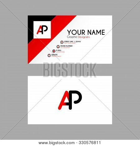Simple Business Card With Initial Letter Ap Rounded Edges. Pa Logo Can Be Used For Marketing, Advert