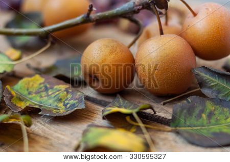 Fruits Of Apples On A Wooden Background