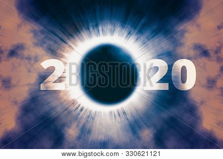 Full Solar Eclipse, Astronomical Phenomenon - Full Sun Eclipse. The Moon Covering The Sun In A Parti