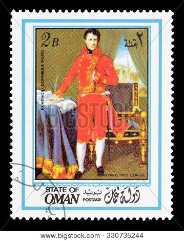 Cancelled Postage Stamp Printed By Oman, That Shows Painting Of Napoleon Bonaparte By Dominique Ingr