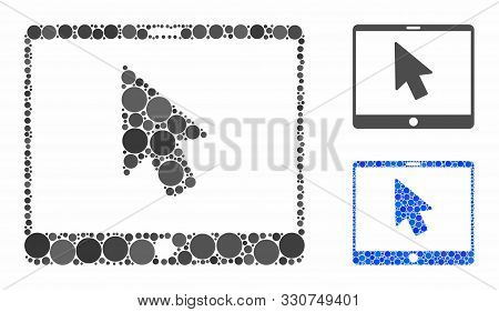 Tablet Arrow Pointer Composition Of Circle Elements In Variable Sizes And Color Tones, Based On Tabl