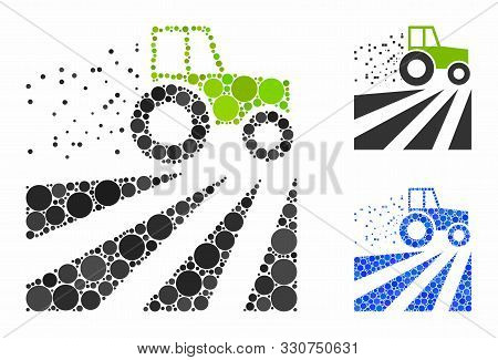 Tractor Dust Field Mosaic Of Filled Circles In Various Sizes And Color Tinges, Based On Tractor Dust