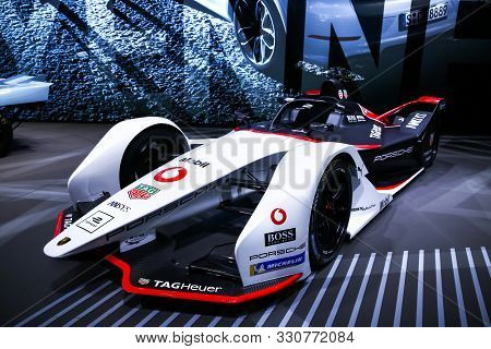 Frankfurt Am Main, Germany - September 18, 2019: Formula E Sports Car Consisted Of The Spark Srt05e 