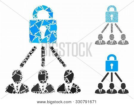 Lock Managers Mosaic Of Joggly Elements In Various Sizes And Shades, Based On Lock Managers Icon. Ve