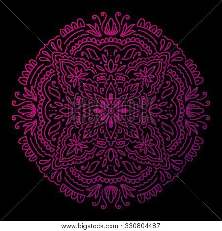 Graphic Round Mandala Gradient Abstract.boho Indian Shape.ethnic Oriental Style.