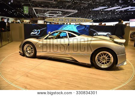 Geneva, Switzerland - March 05, 2019: Pagani Zonda C12 Geneva International Motor Show 2019