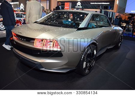 Geneva, Switzerland - March 05, 2019: Peugeot E-legend Concept - Geneva International Motor Show 201