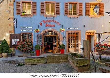 Ribeauville, France, October 14, 2019 : An Old Place In The Medieval Town. Ribeauvillé Is In Part Su