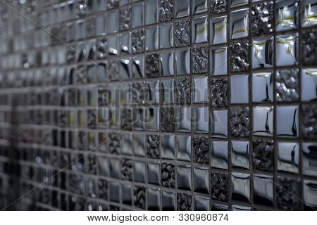 Amazing Decorative Wall Made Of Small Smooth Glass Blocks With Different Texture In Home Kitchen Ext