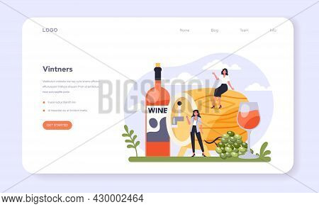 Beverages Production Industry Sector Of The Economy. Vintner, Wine Maker.