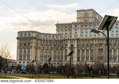 Palace Of Parliament At Night Time, Bucharest, Romania