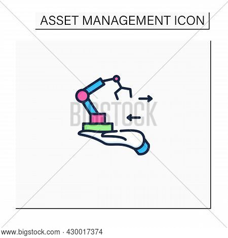 Fixed Asset Management Color Icon. Industrialization.tracking Fixed Assets For Purposes Of Financial