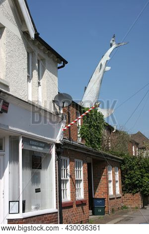 Bill Heine's Shark In A Roof Statue In Headington, Oxford In The Uk, Taken 30th April 2007