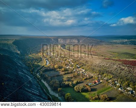 Orheiul Vechi Hills And River Scenery In Moldova . Valley Of River Raut In Villages Butuceni And Tre