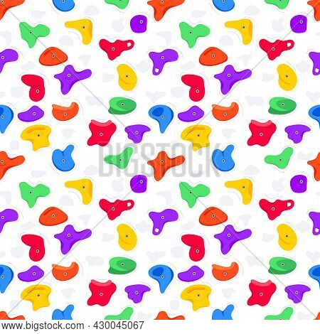 Seamless Pattern Of Climbing Grips Or Holds In The Gym Bouldering Training Flat Style Design Vector 