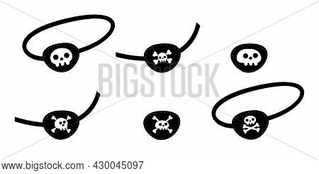 Pirate Eye Patch Icon Sign Flat Style Design Vector Illustration Isolated On White Background. Black