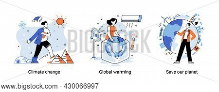 Change Climate Concept. Abstract Metaphor Of Climate Change And Saving The Planet, World Environment